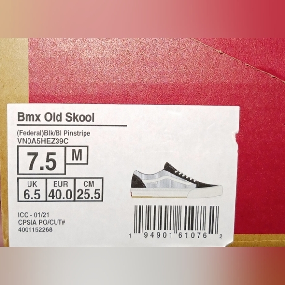 💎 HP 💎 Vans BMX Old Skool PinStripe Skateboard Shoes size 7.5 Men/9 Women - Picture 9 of 9